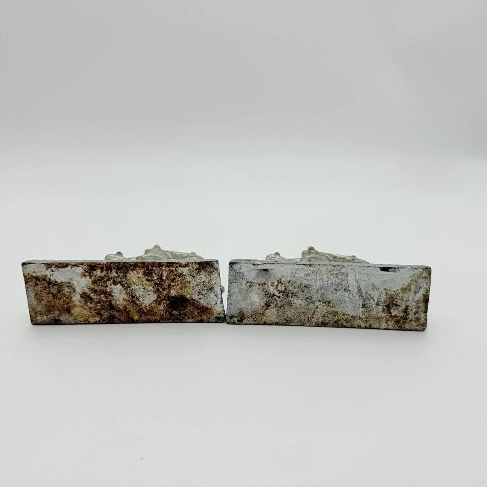 Vtg Cast Iron Bookends Patina Old Ironside Constitution Sailing Ship Doorstop